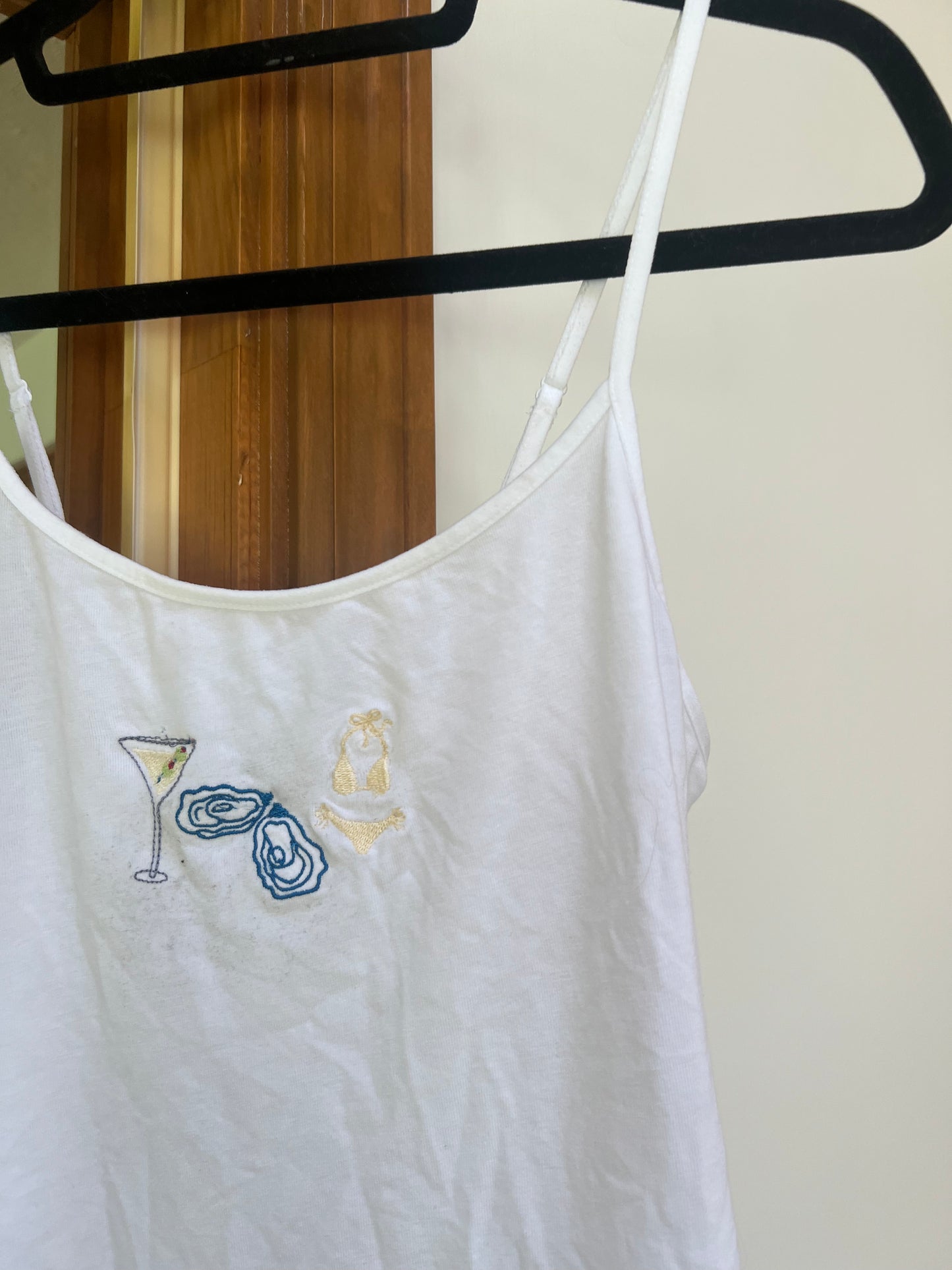 Custom Embroidered Cami - White